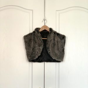 Faux Fur Gray Cropped Outerwear